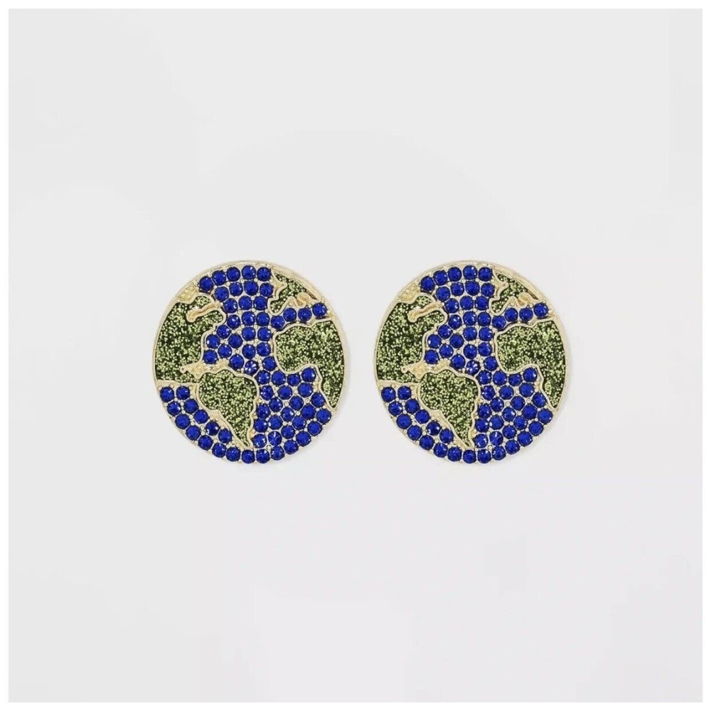Sugarfix by Baublebar  Globetrotter Crystal Earth Stud Earrings New with Tags
